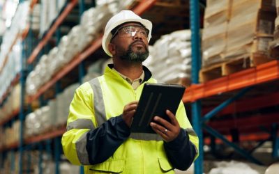 Black,Man,,Logistics,And,Tablet,At,Warehouse,For,Distribution,Industry,